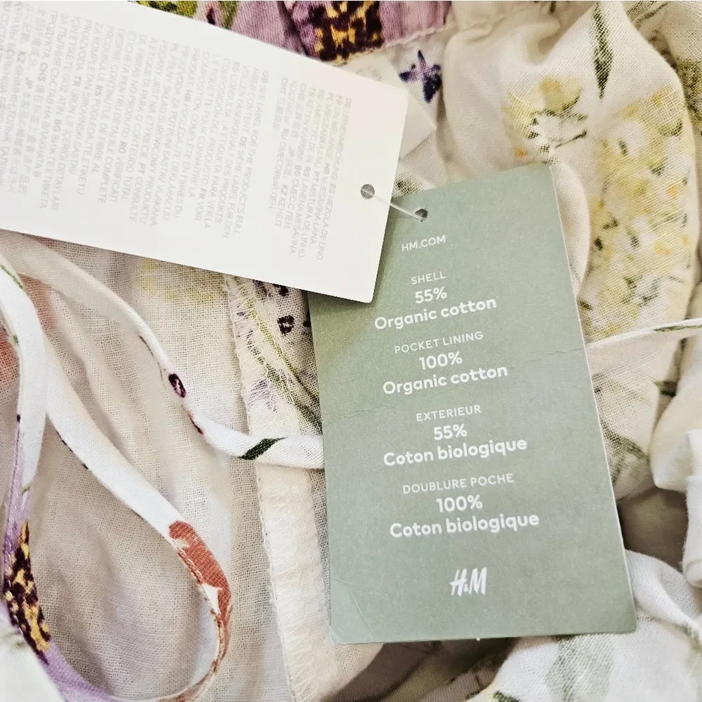 NWT H&M Linen Collection Wildflower Meadow Lace Back Square Neck Floral Romper S
